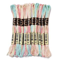 Cyan 10 Skeins 6-Ply Polyester Embroidery Floss, Cross Stitch Threads, Segment Dyed, Cyan, 0.5mm, about 8.75 Yards(8m)/skein