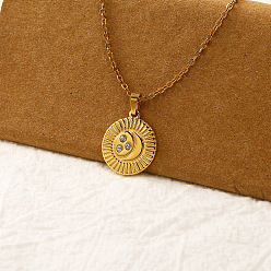 Плоский Круглый Винтажные подвески из настоящей 18K-позолоченной 304 нержавеющей стали для женщин, простой и элегантный, плоско-круглые