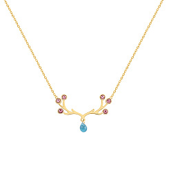 Золотой Ожерелье с оленем, женская цепочка из нержавеющей стали с рогами и ключицей, инкрустация бриллиантами, персональный подарок.