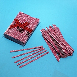 Brown Kraft Paper & Iron Wire Twist Ties, Flat with Word, Brown, 90x4mm, 100pcs/bag