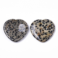 Далматинских Джаспер Натуральный далматинский камень яшмы, карманные пальмовые камни, для лечения Рэйки снятие стресса, формы сердца, 39~40x39~40x5~6 мм