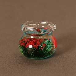 Red Glass Koi Fish Tank Model, Micro Landscape Home Dollhouse Accessories, Pretending Prop Decorations, Red, 25x22mm