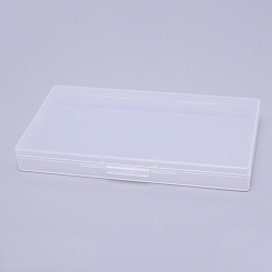 White Transparent Polypropylene(PP) Bead Containers, with Hinged Lids, Flip Cover, Rectangle, White, 8x15x1.8cm, Inner Size: 7.7x14.7cm