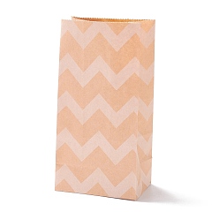 BurlyWood Rectangle Kraft Paper Bags, None Handles, Gift Bags, Wave Pattern, BurlyWood, 9.1x5.8x17.9cm