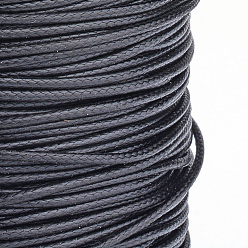 Black Braided Korean Waxed Polyester Cords, Black, 5mm, about 32.8 yards(30m)/roll
