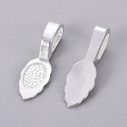 Silver Tibetan Style Alloy Glue-on Flat Pad Bails, Cadmium Free & Lead Free, Silver, 26x8x7mm, Hole: 5x8mm