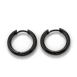 Electrophoresis Black 304 Stainless Steel Huggie Hoop Earrings, Hypoallergenic Earrings, Thick Hoop Earrings, Ring, Electrophoresis Black, 10 Gauge, 17.5x18x2.5mm