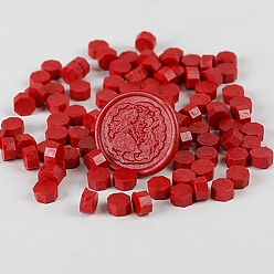 Crimson Sealing Wax Particles, for Retro Seal Stamp, Octagon, Crimson, Package Bag Size: 114x67mm, about 100pcs/bag