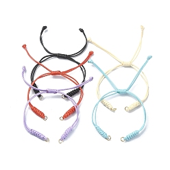 Mixed Color Adjustable Braided Eco-Friendly Korean Waxed Polyester Cord, with 304 Stainless Steel Open Jump Rings, for Link Bracelet Making, Mixed Color, 10-3/8 inch(26.4cm), Hole: 3mm