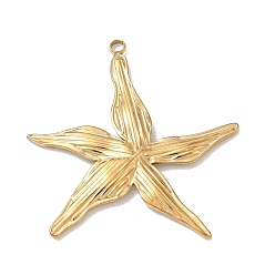 Doré  Pendentifs en acier inoxydable, breloques en forme d'étoile de mer texturée, or, 304mm, Trou: 37x35.5x2.5mm