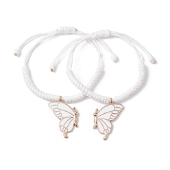 Белый Браслеты с подвесками из сплава эмали, бабочка, белые, внутренний диаметр: 1-1/8~3-1/8 дюйм (2.95 см ~ 7.8 см)