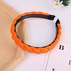 Orange-red Chic Cream Spring Color Twisted Headband with Braided Hair Style - Fashionable Solid Fabric Hair Accessory for Women