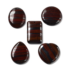 Tiger Iron Natural Tiger Iron Pendants, Geometric Charms, Oval/Flat Round/Rectangle/Teardrop/Heart, Mixed Shapes, 42~48x30.5~42.5x7~7.5mm, Hole: 2mm