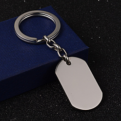 Stainless Steel Color Rectangle 304 Stainless Steel Keychain, Smooth Surface, Stainless Steel Color, 8.6cm