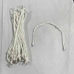 Белый 20шт. регулируемый корейский вощеный полиэстеровый шнур для изготовления браслетов, 304 кольца прыжок из нержавеющей стали, цвет нержавеющей стали, белые, 9-1/4 дюйм (23.5 см)