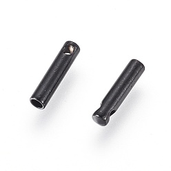 Electrophoresis Black 304 Stainless Steel Cord Ends, End Caps, Column, Electrophoresis Black, 7x1.6mm, Hole: 0.8mm, Inner Diameter: 1mm