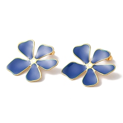 Темно-Синий Цветочное золотое ионное покрытие (ip) 304 серьги-гвоздики из нержавеющей стали для женщин, с эмалью, золотые, темно-синий, 31x32 мм