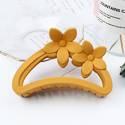 TCB-951-Yellow Amber Color Hollow Hair Clip with Matte Half Round Arc Flower.