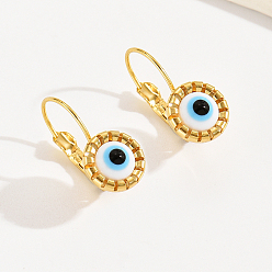 Настоящее золото 18K Модные классические серьги-кольца от сглаза из латуни, реальный 18 k позолоченный, 19x9 мм