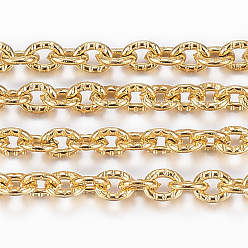 Золотой 3.28 ионное покрытие ножек (IP) 304 текстурированные кабельные цепи из нержавеющей стали, несварные, овальные, золотые, 3x2.4x0.6 мм