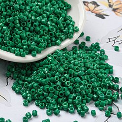 Dark Green Baking Paint Glass Seed Beads, Cylinder, Dark Green, 2.5x2mm, Hole: 1.4mm, about 45359pcs/pound