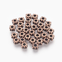Red Copper Tibetan Style Alloy Beads, Lead Free & Cadmium Free, Red Copper, 4.2x3.2mm, Hole: 2.2mm