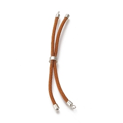 Sienna Nylon Twisted Cord Bracelet, with Brass Cord End, for Slider Bracelet Making, Sienna, 9 inch(22.8cm), Hole: 2.8mm, Single Chain Length: about 11.4cm