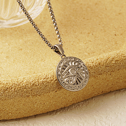 Нержавеющая Сталь Цвет Не тускнеющие стильные 304 подвески из нержавеющей стали с глазом Ра для женщин на каждый день, цвет нержавеющей стали, 17.72 дюйм (45 см)