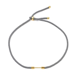 Light Grey Adjustable Nylon Cord Necklace Making, with Brass Beadable Bar, Golden, Light Grey, 18.11x0.16 inch(46x0.4cm)