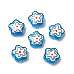 Темно-Голубой Стеклянные эмалевые бусины ручной работы, бусины ручной работы, цветок, глубокое синее небо, 11.5x12~12.5x6.5 мм, отверстие : 1.2 мм