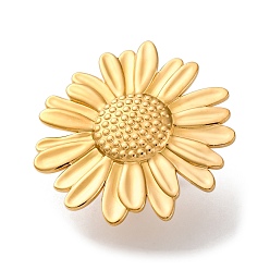 Золотой Ионное покрытие (ip) 304 открытые манжетные кольца из нержавеющей стали, Кольца для женщин, золотые, цветок 42.5x42 мм, внутренний диаметр: регулируемый