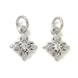 Платина Латунные микро проложить кубического циркония подвески, ромб прелести, с целью перехода в кольце, долговечный, без кадмия и без свинца, стойки покрытие, платина, 10.5x8.5x2.5 мм, отверстие : 3 мм