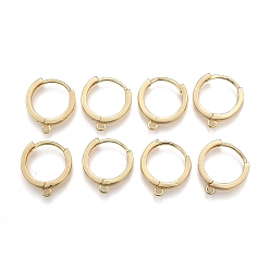 Real 18K Gold Plated Brass Huggie Hoop Earring Findings, Nickel Free, Real 18K Gold Plated, 18x16x3mm, Hole: 1.5mm, Pin: 1mm