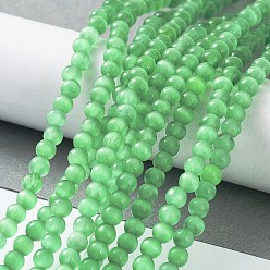 Spring Green Cat Eye Beads Strands, Round, Spring Green, 4mm, Hole: 0.7mm, about 100~105pcs/strand, 14.37~14.69 inch(36.5~37.3cm)