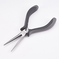 Black 45# Carbon Steel Long Chain Nose Pliers, Hand Tools, Polishing, Black, 15.5x8x1.7cm