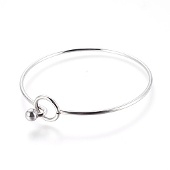 Stainless Steel Color 304 Stainless Steel Bangles, Stainless Steel Color, 2-3/8 inch(6.2cm)