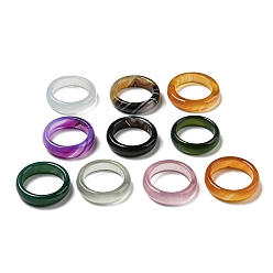 Natural Agate Dyed & Heated Natural Agate Plain Band Rings, US Size 7 1/4(17.5mm)