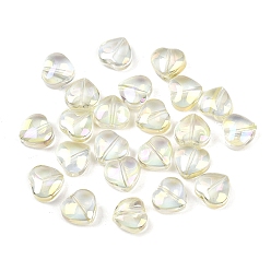 Шампанско-Желтый Гальваническая стеклянная бусина, со серебряным покрытием, сердце, шампанское желтый, 10x10x5 мм, отверстие : 1 мм