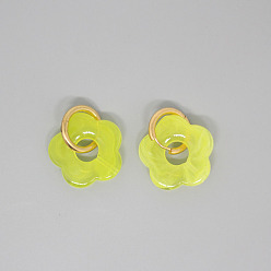 Желтый Винтажные милые серьги-цветы из акриловой смолы с металлическими обручами, украшения, желтые
