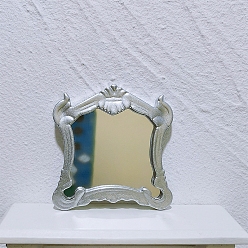Silver Resin & Glass Mirror Ornaments, Micro Landscape Garden Dollhouse Accessories, Pretending Prop Decorations, Silver, 55x54x6mm