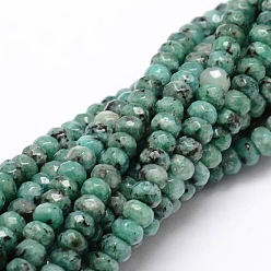 Cadet Blue Dyed Natural Malaysia Jade Rondelle Beads Strands, Faceted, Cadet Blue, 4x2~3mm, Hole: 1mm, about 115pcs/strand, 14 inch