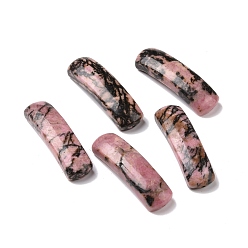 Rhodonite Natural Rhodonite Connector Charms, Curved Tube, Arch, 36~37x10.5~11x5.5~6mm, Hole: 1.2mm