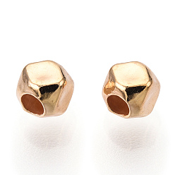 Real 18K Gold Plated 925 Sterling Silver Beads, Polygon, Nickel Free, Real 18K Gold Plated, 3x3x3mm, Hole: 1.4mm