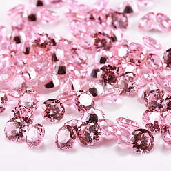Pearl Pink Diamond Shaped Cubic Zirconia Pointed Back Cabochons, Faceted, Pearl Pink, 8x4.6mm