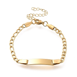 Golden 304 Stainless Steel Kids Bracelets, Blank Rectangle Link Bracelets, Golden, 6-3/8 inch(16.2cm)