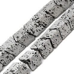 Platinum Plated Electroplated Natural Lava Rock Beads Strands, Arrow, Platinum Plated, 9x8.5x4mm, Hole: 1mm, about 57pcs/strand, 16.54''(42cm)