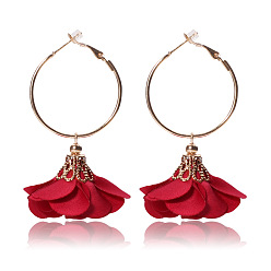 HY-6980-1 e Retro Ethnic Style Rose Pendant Earrings with Large Circle - HY-6980-1