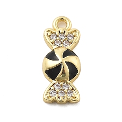 Черный Латунные микро проложить кубического циркония подвески, конфеты прелести, с оболочкой, без свинца и без кадмия, долговечный, чёрные, 14.5x6x3 мм, отверстие : 1.2 мм