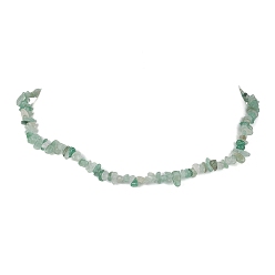 Green Aventurine Natural Green Aventurine Chip Beaded Necklace, Stainless Steel Color, 15.94~15.98 inch(40.5~40.6cm)