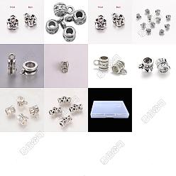 Argent Antique 200 pcs 10 styles bélières en alliage de style tibétain, cautions en boucle, Perles renflouer , sans cadmium et sans plomb, argent antique, 4.5~11x5~8x4~7mm, Trou: 1~2mm